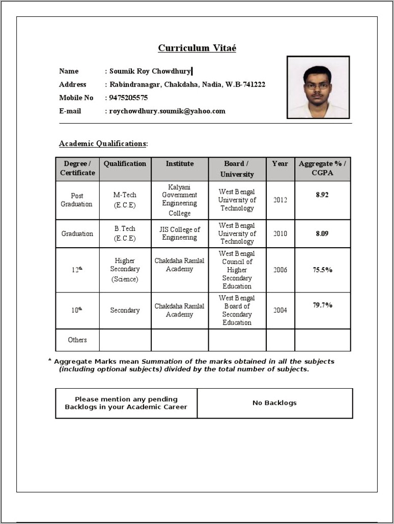 Resume For Freshers B.tech Ece Free Download