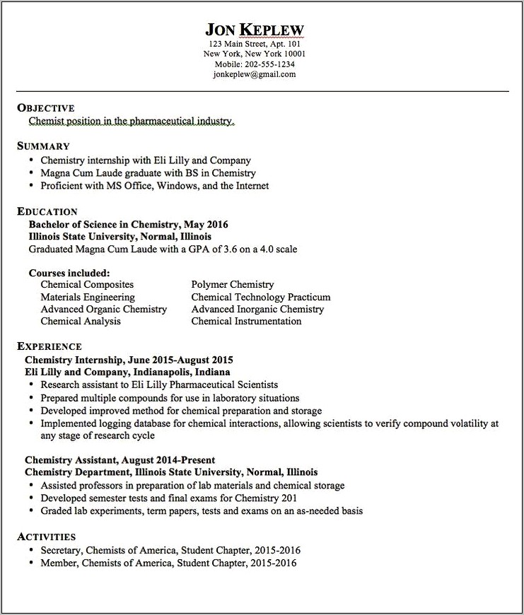 Resume For Gelatin Manufacturers Experience In Pharmaceutical