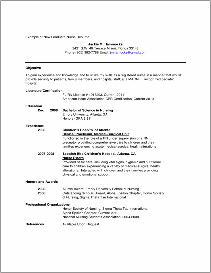 Resume For Graduate Nursing School Admission