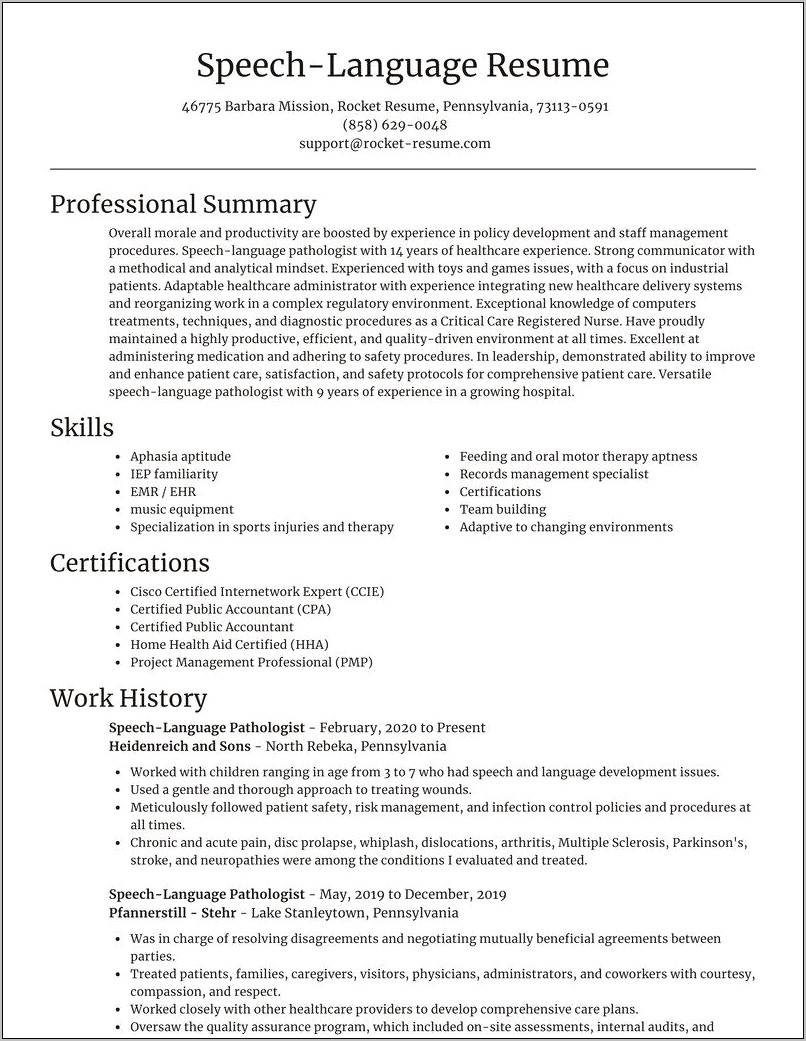 Resume For Graduate School Speech Pathology