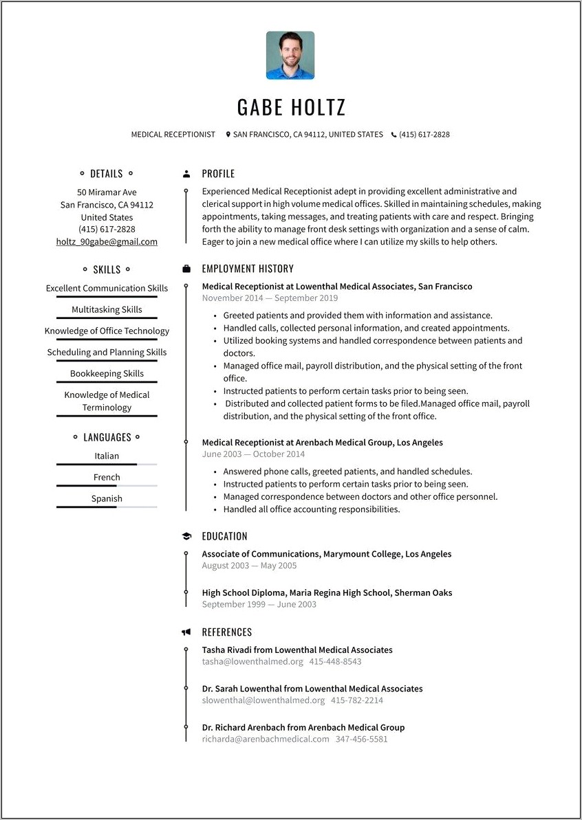 Resume For Health Office Assistant Elementary School District