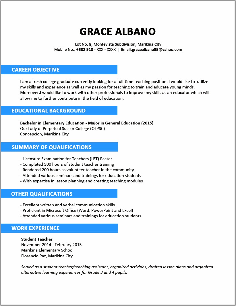 resume-for-high-school-graduate-without-experience-philippines-resume