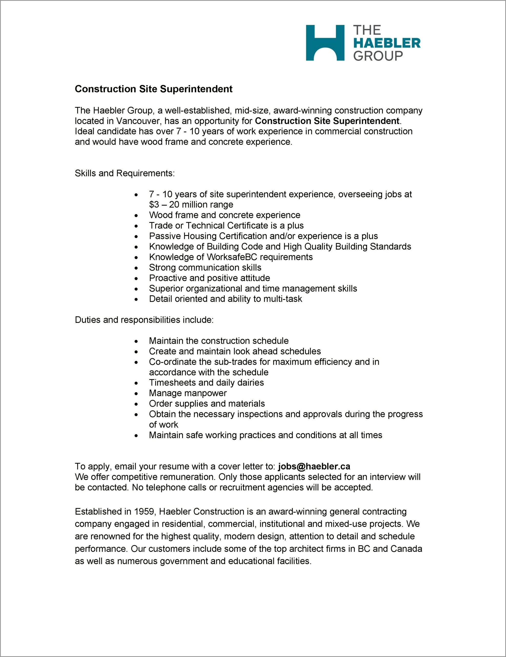 Resume For Housing And Residentila Jobs