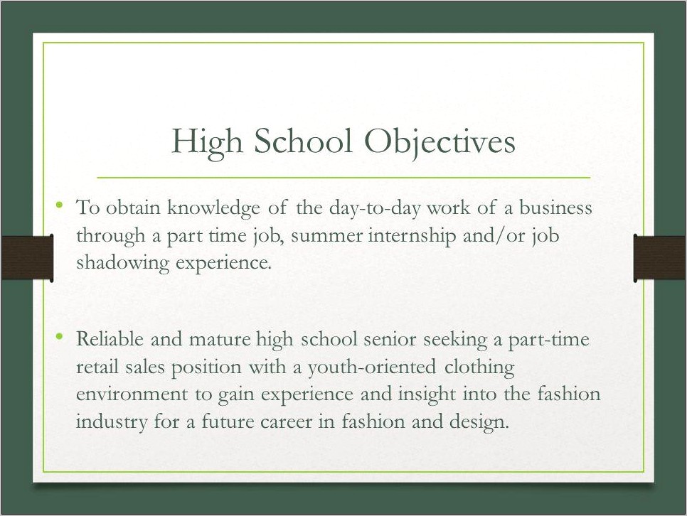 Resume For Job Shadowing High School