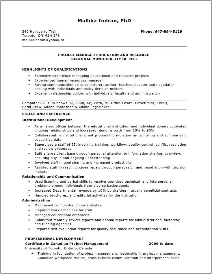 Resume For Managing Director Position