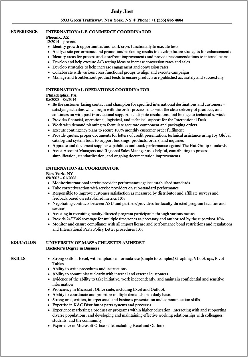 Resume For Masters Application Sample For International Students