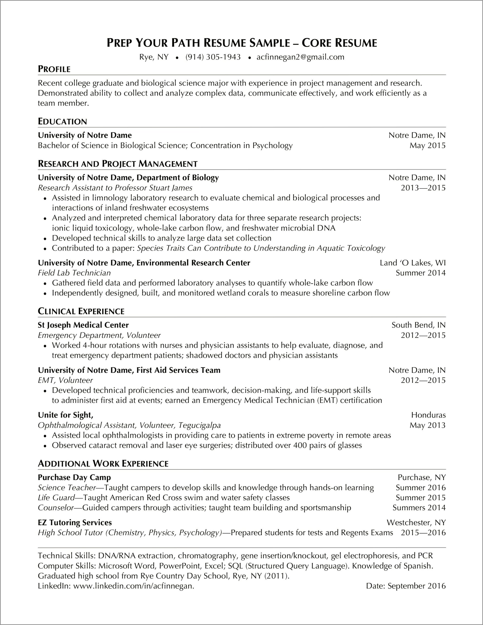 Resume For Newly High School Graduate