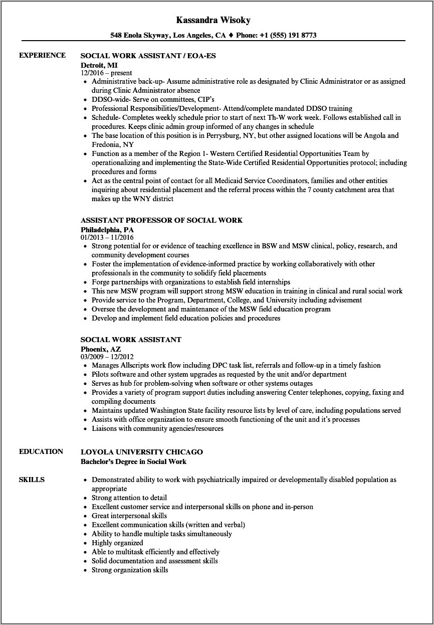 Resume For No Experience Social Worker Chemical Dependency