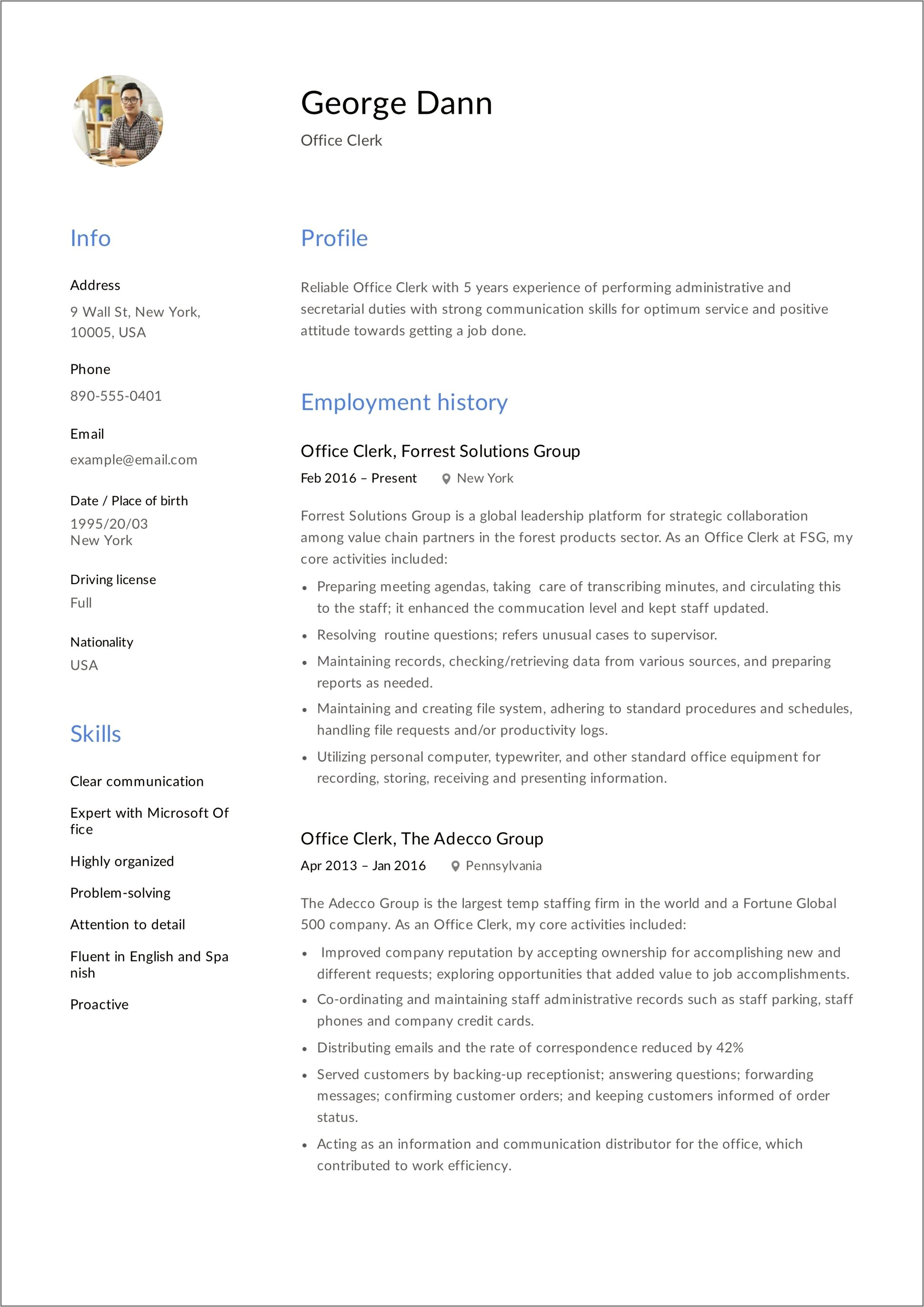Resume For Office Staff No Experience