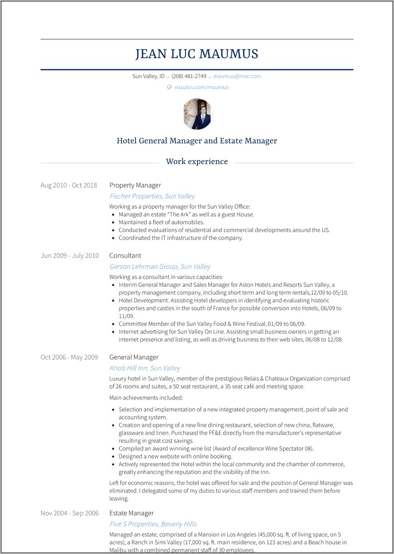 Resume For On Site Property Manager