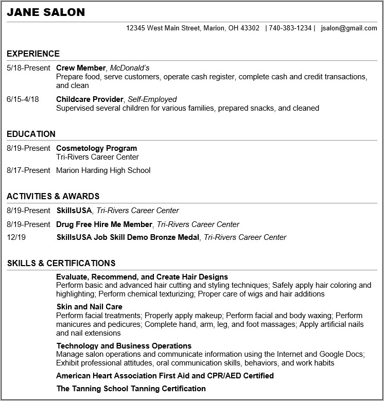 Resume For Person With Only One Job