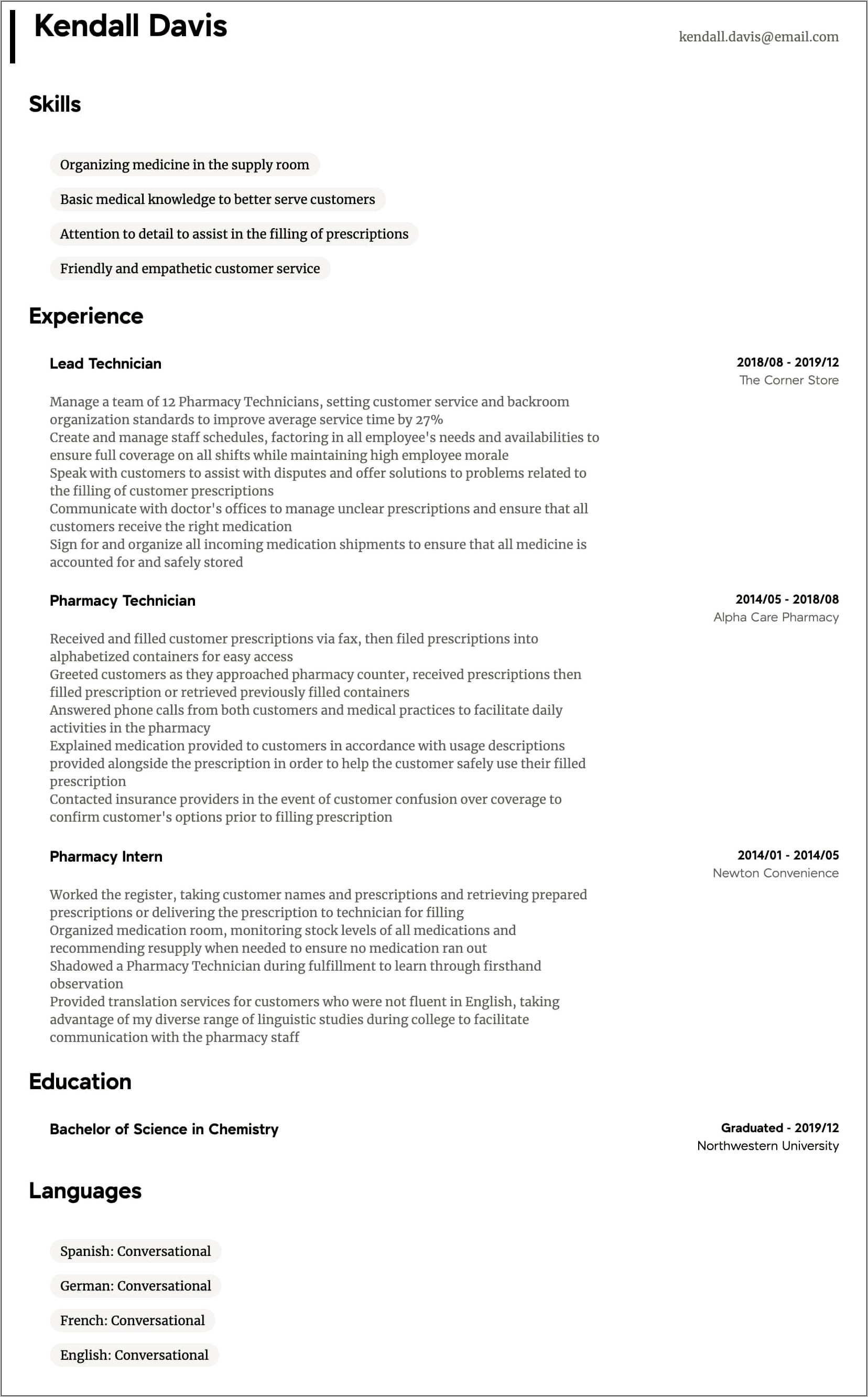 Resume For Pharmacy Assistant No Experience