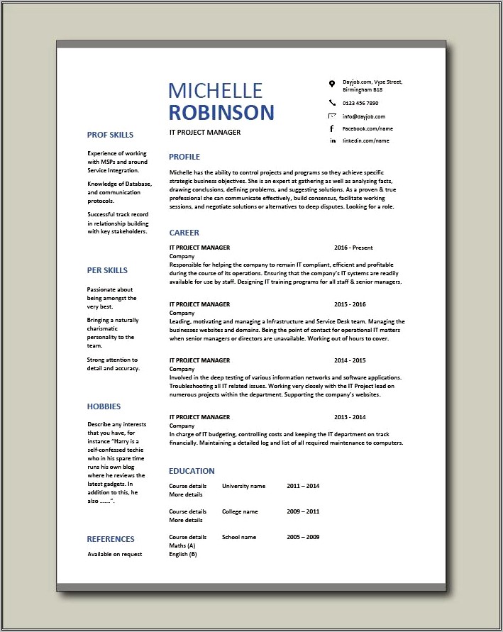 Resume For Project Manager For Point Of Purchase