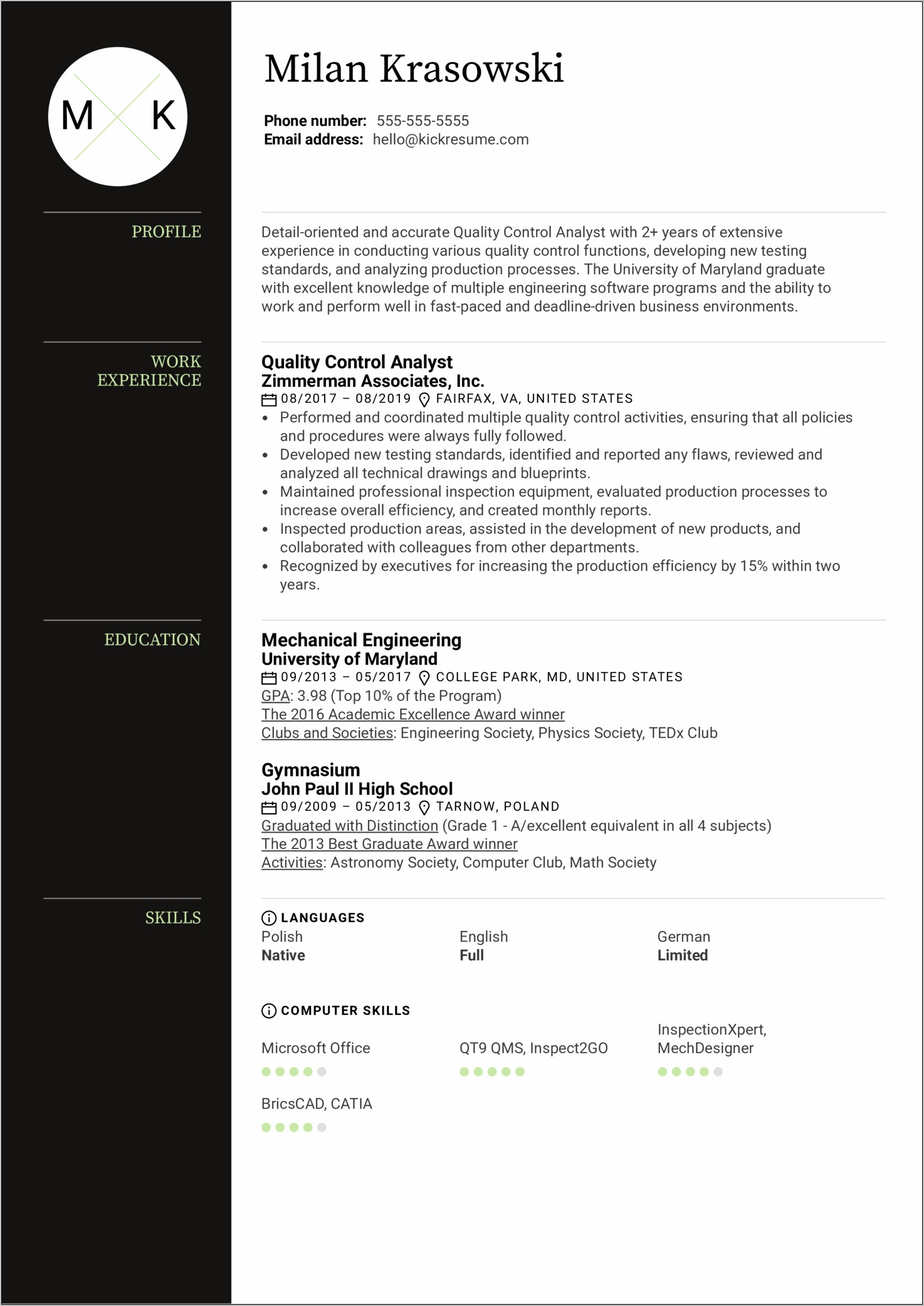 Resume For Qa 2 Years Experience