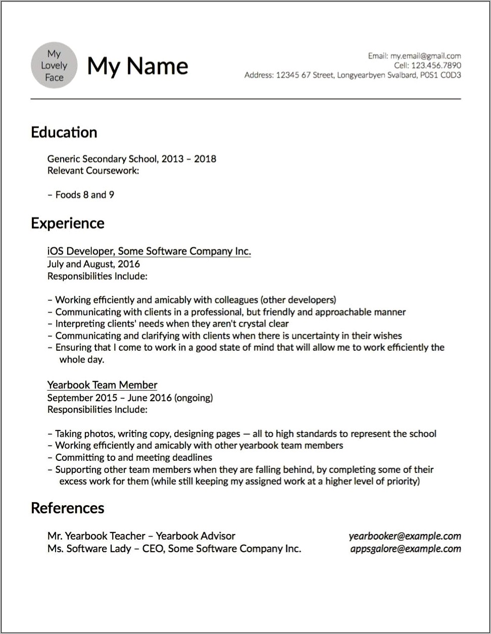 Resume For School Of Education Application
