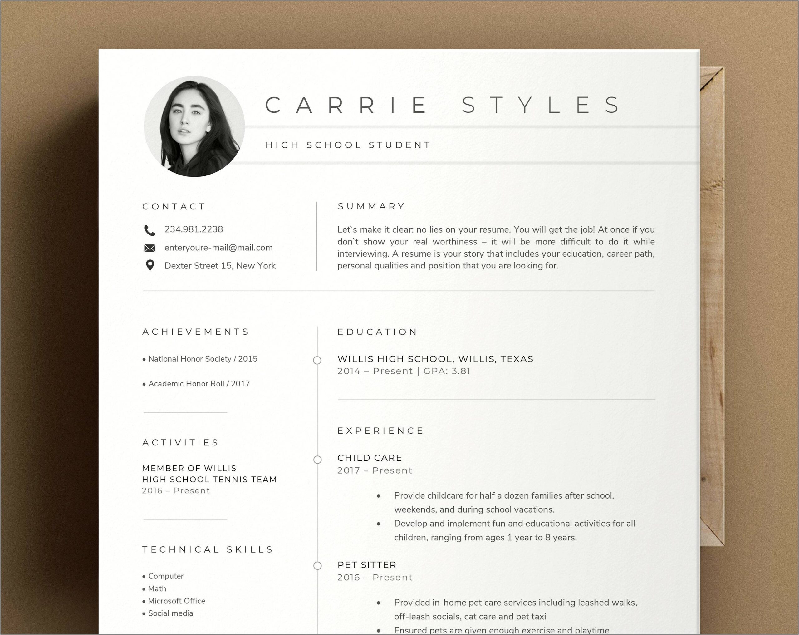 Resume For Students With No Work Experience Template