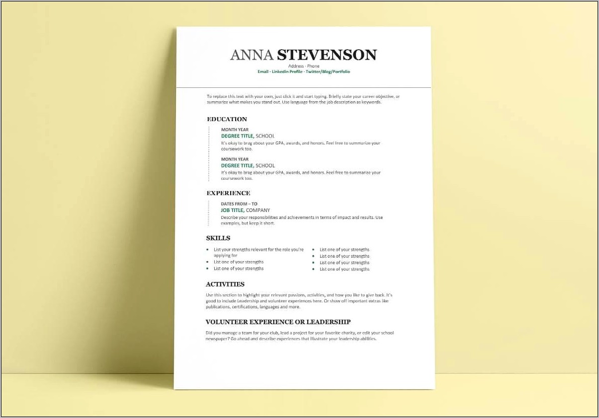Resume For Summer Job Example Format