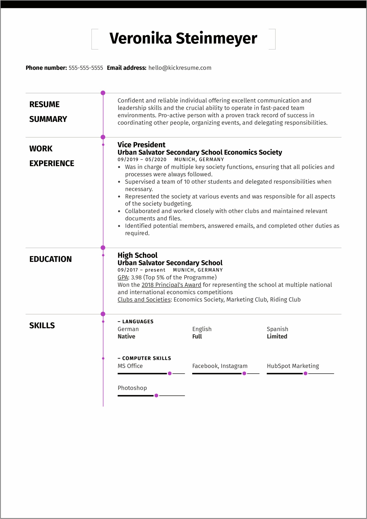 Resume For Teenager With 1 Job Template