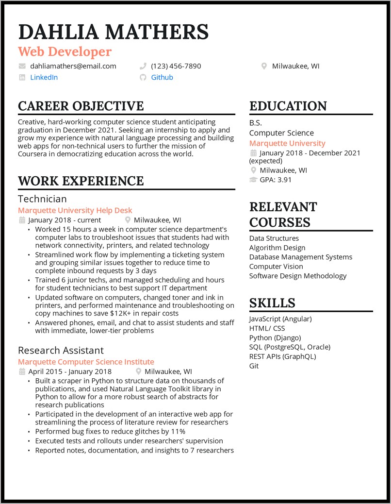 Resume For Undergraduate Student With No Experience Pdf