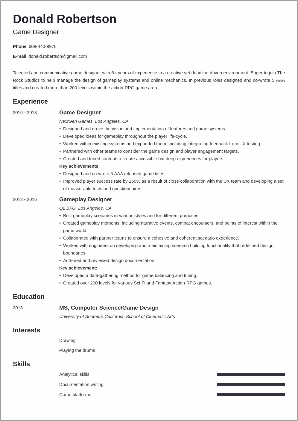 Resume For Working At A Game Store