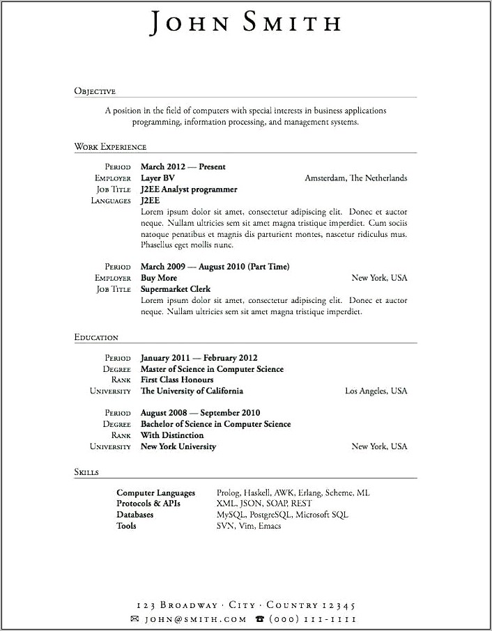 Resume For Working Student No Experience