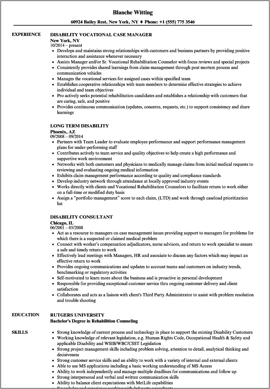 Resume For Working With Kids With Disabilities