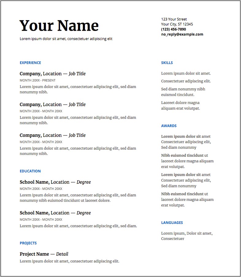 Resume Form For High School Students