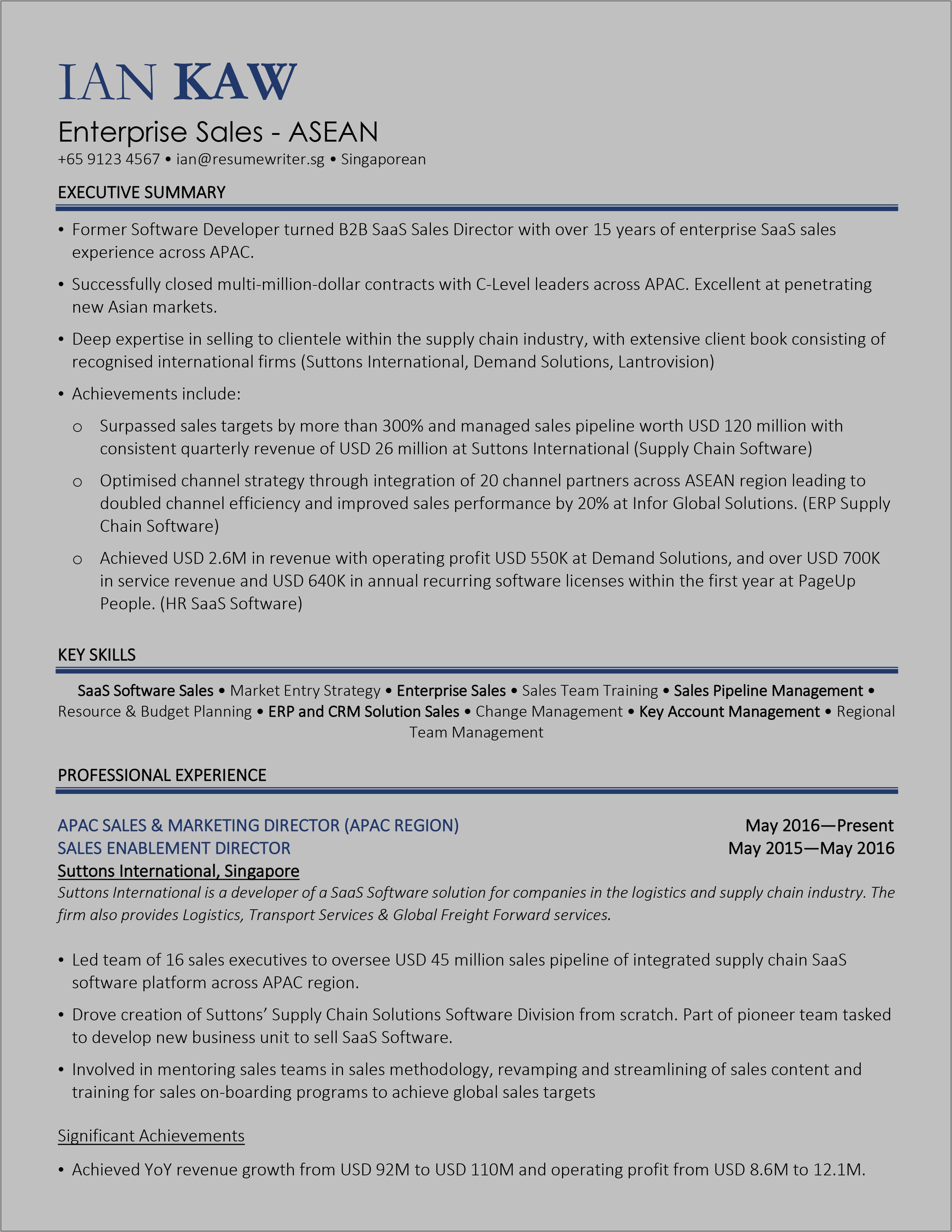 Resume Format For 20 Years Experience