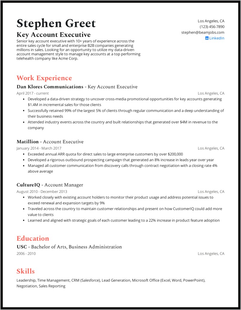 Resume Format For 5 Years Experience In Sales
