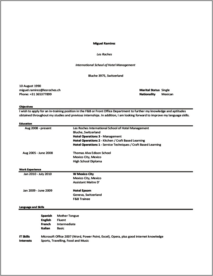 Resume Format For Degree Students Free Download