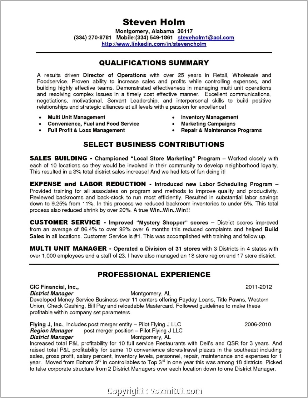 Resume Format For Experience In Hotel Industry