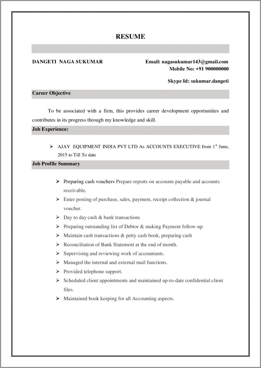 Resume Format For Freshers Mba Finance Free Download