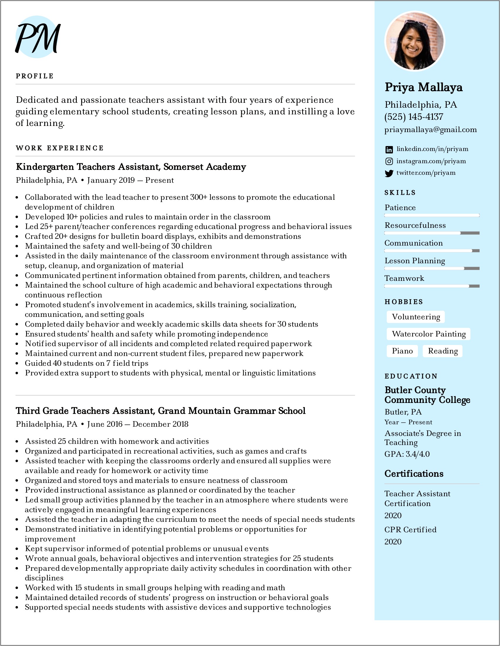 Resume Format For High School Science Teacher