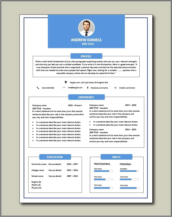 Resume Format For Job 12th Pass Student