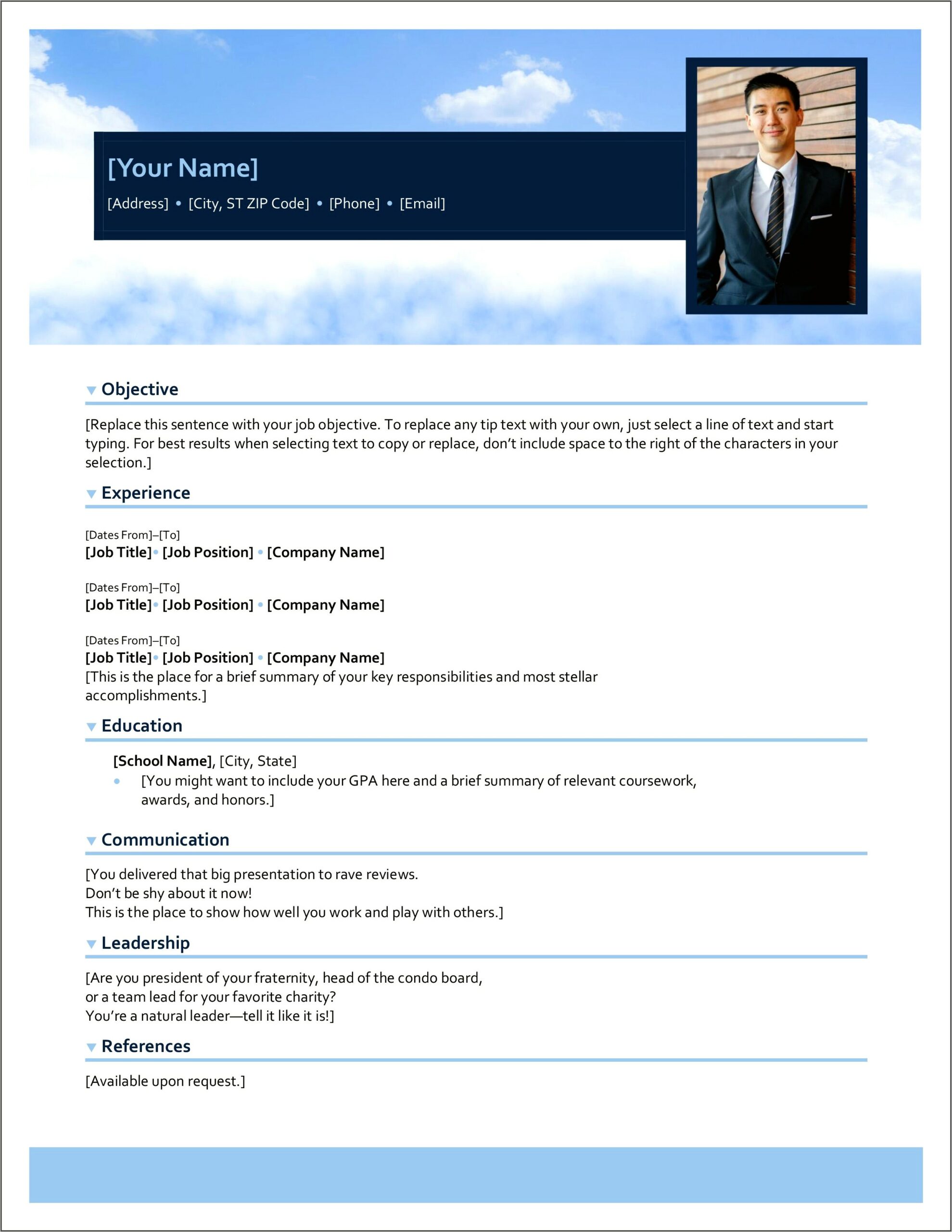 Resume Format For Job Interview In Word