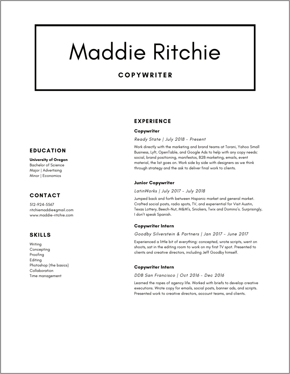 Resume Format For Marketing Job At Lottery