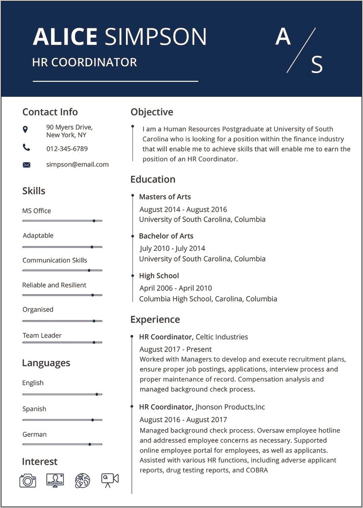 Resume Format For Microsoft Word 2010