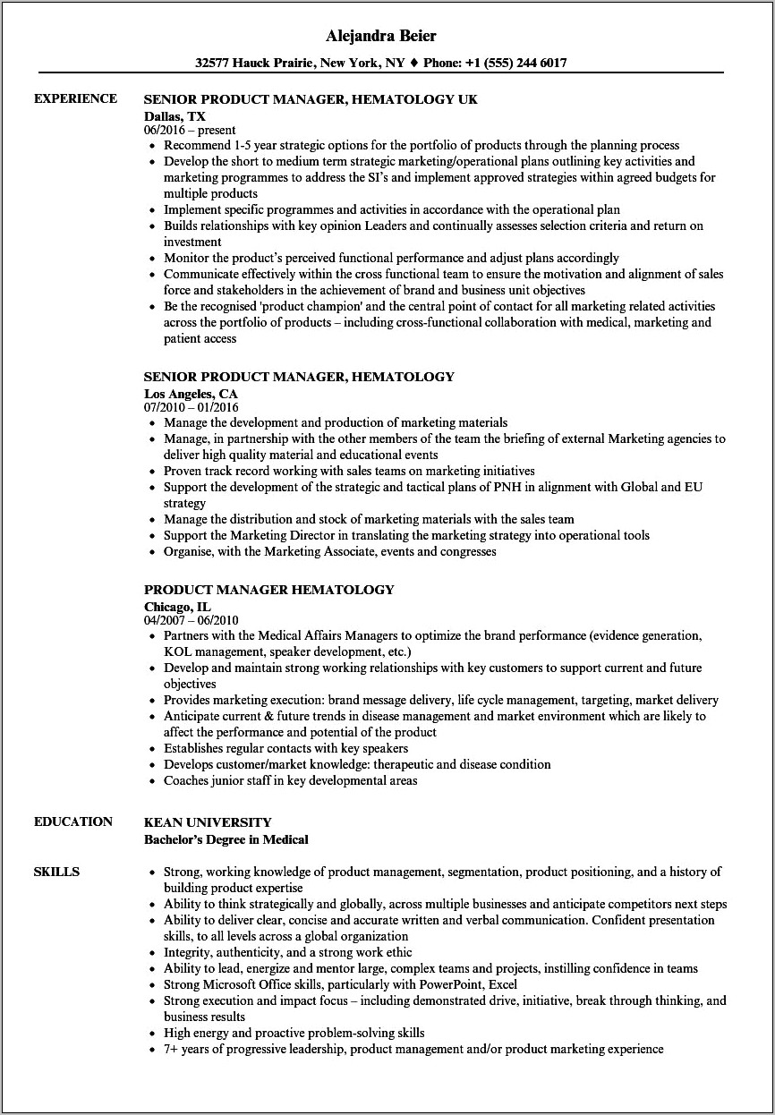 Resume Format For Pharma Production Manager