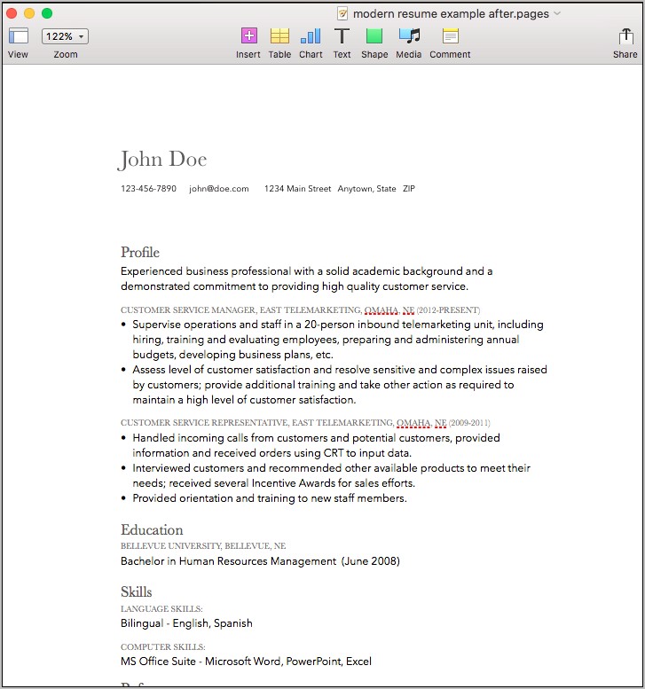 Resume Format Microsoft Word 2008 Mac