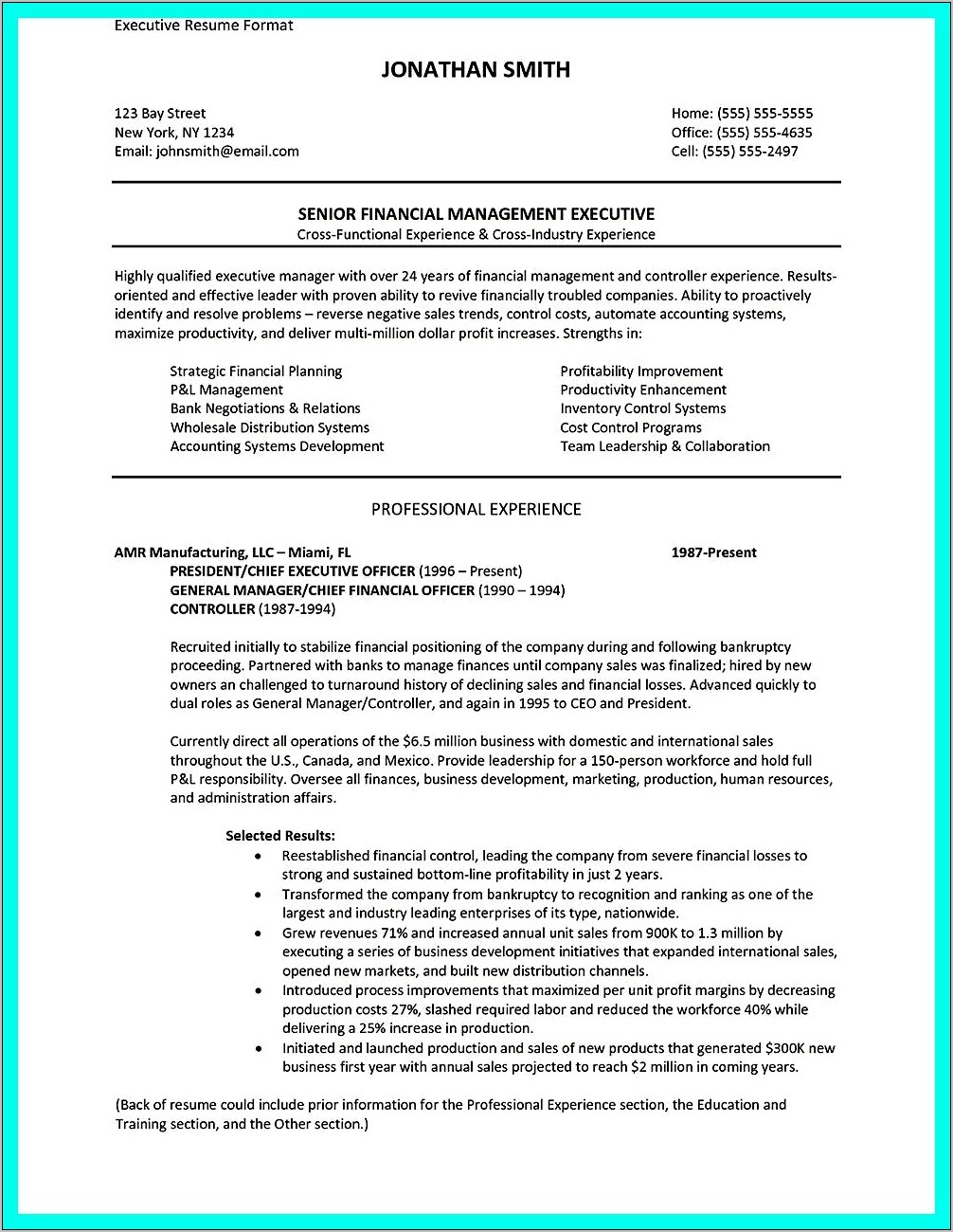 Resume Format Word For Back Office