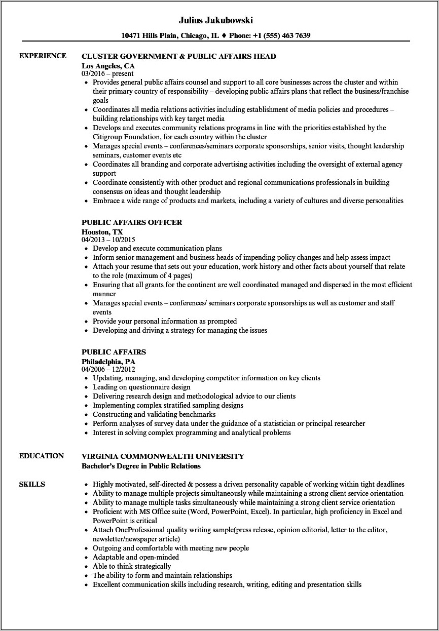Resume H Public Service Examples Public Safety