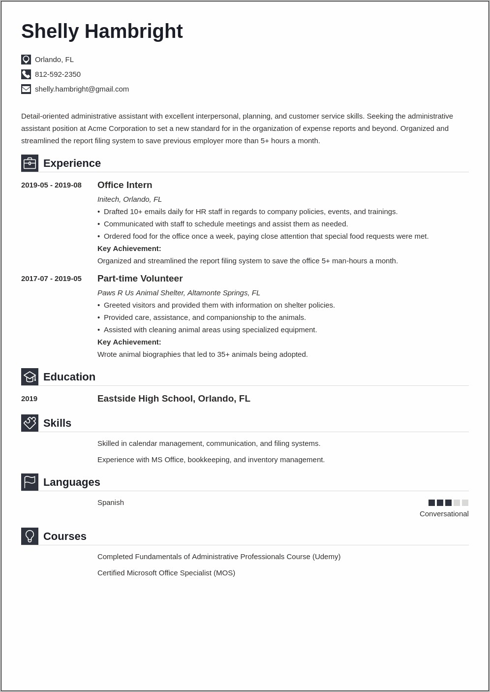 Resume Headline Examples For Administrative Assistant