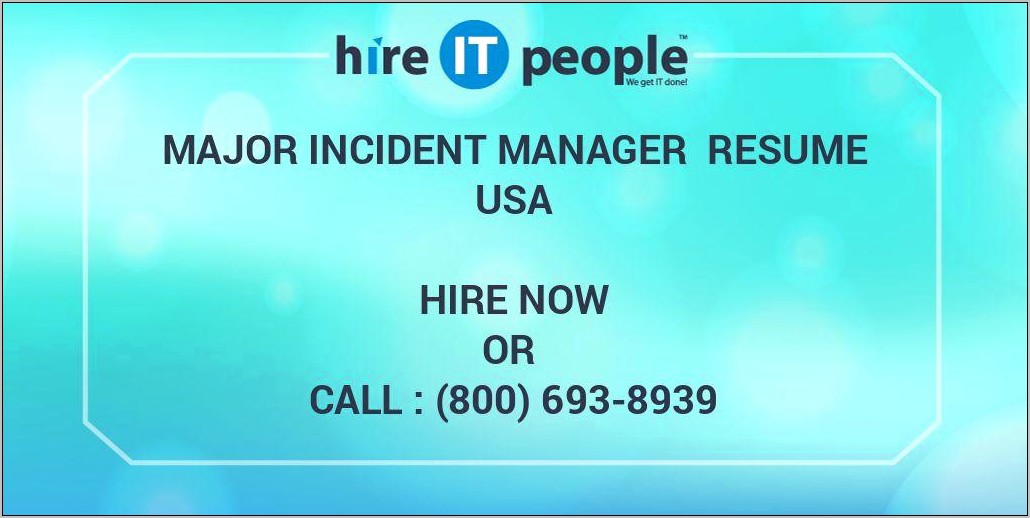 Resume Headline For Incident Manager