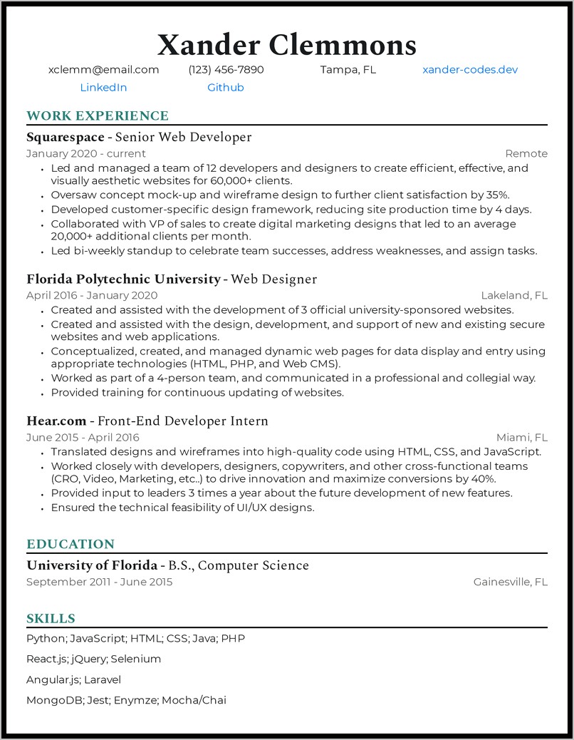 Resume Highlight Project Examples Web Dev