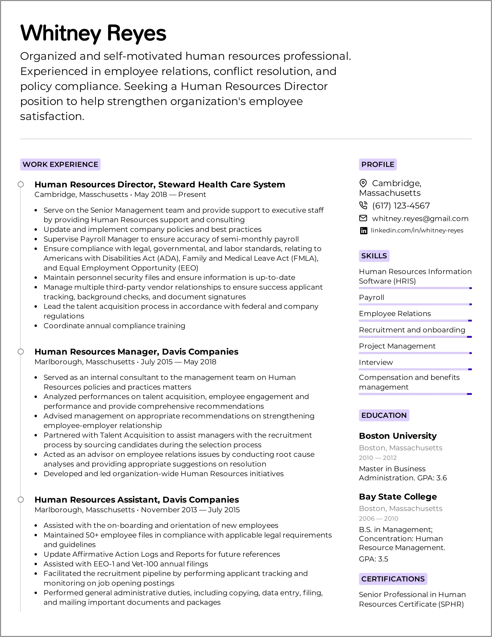 Resume Human Resources Assistant Examples