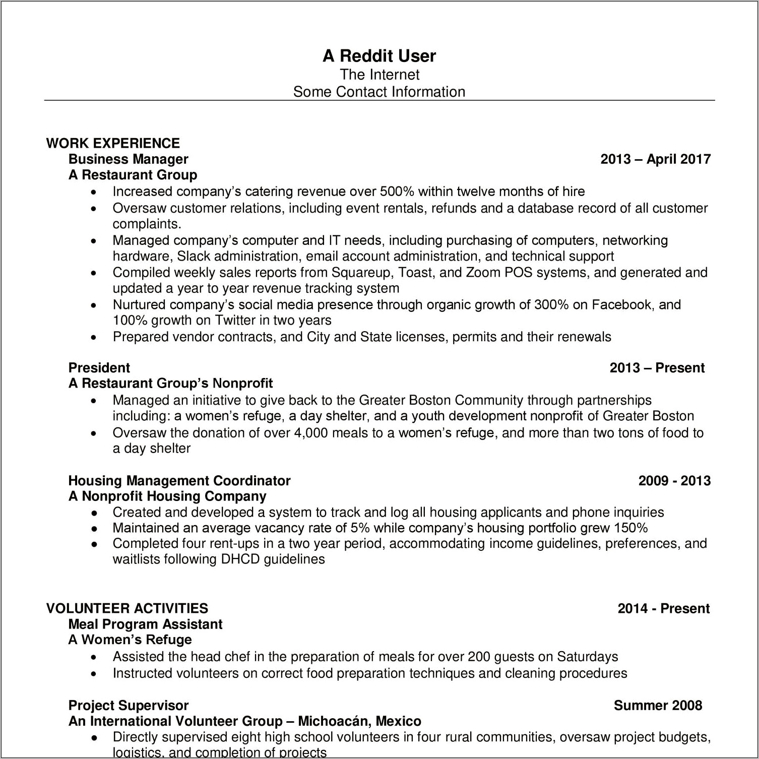 Resume In Pdf Or Word Reddit