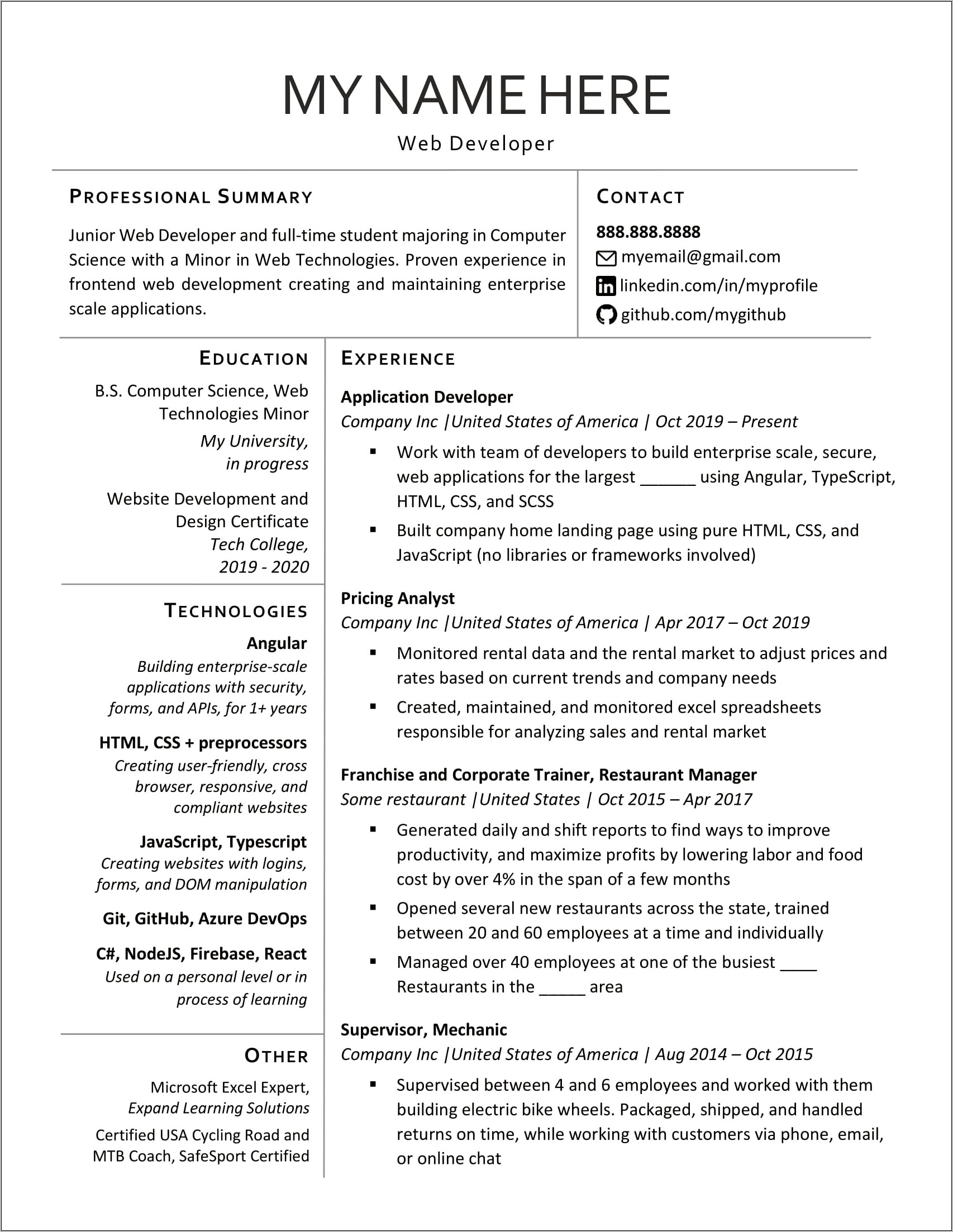 Resume Information Computer Science Jobs Reddit