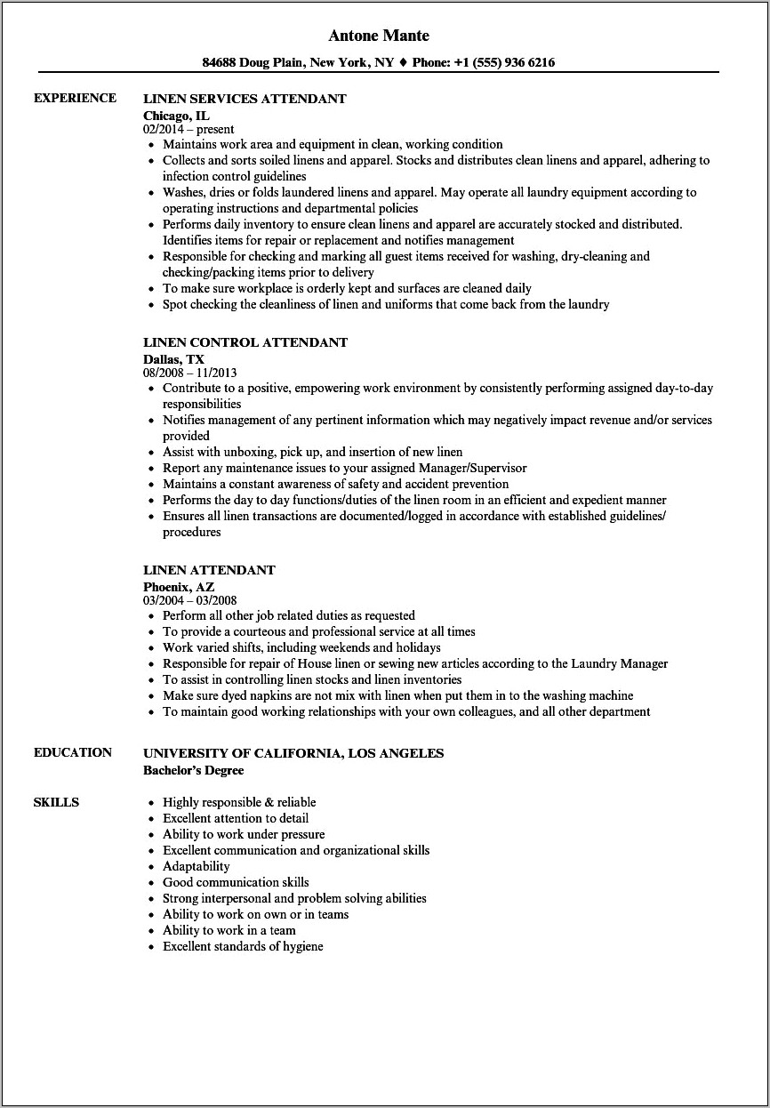 Resume Job Cleaning Hospital Beds
