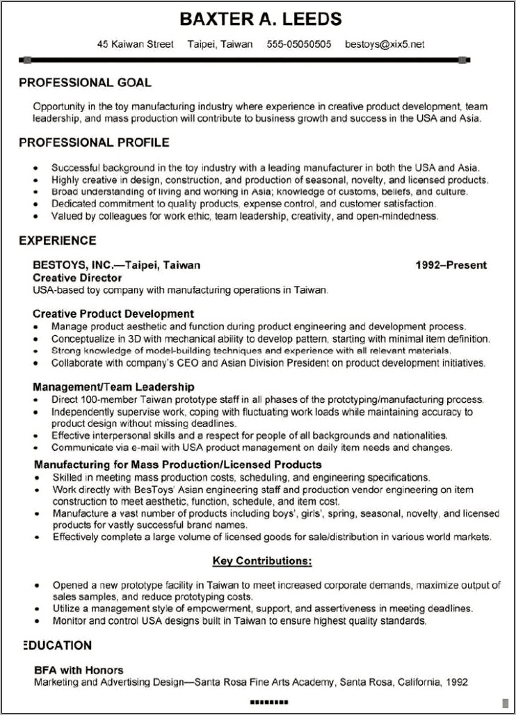 Resume Job Creative Director Description Examples - Resume Example Gallery