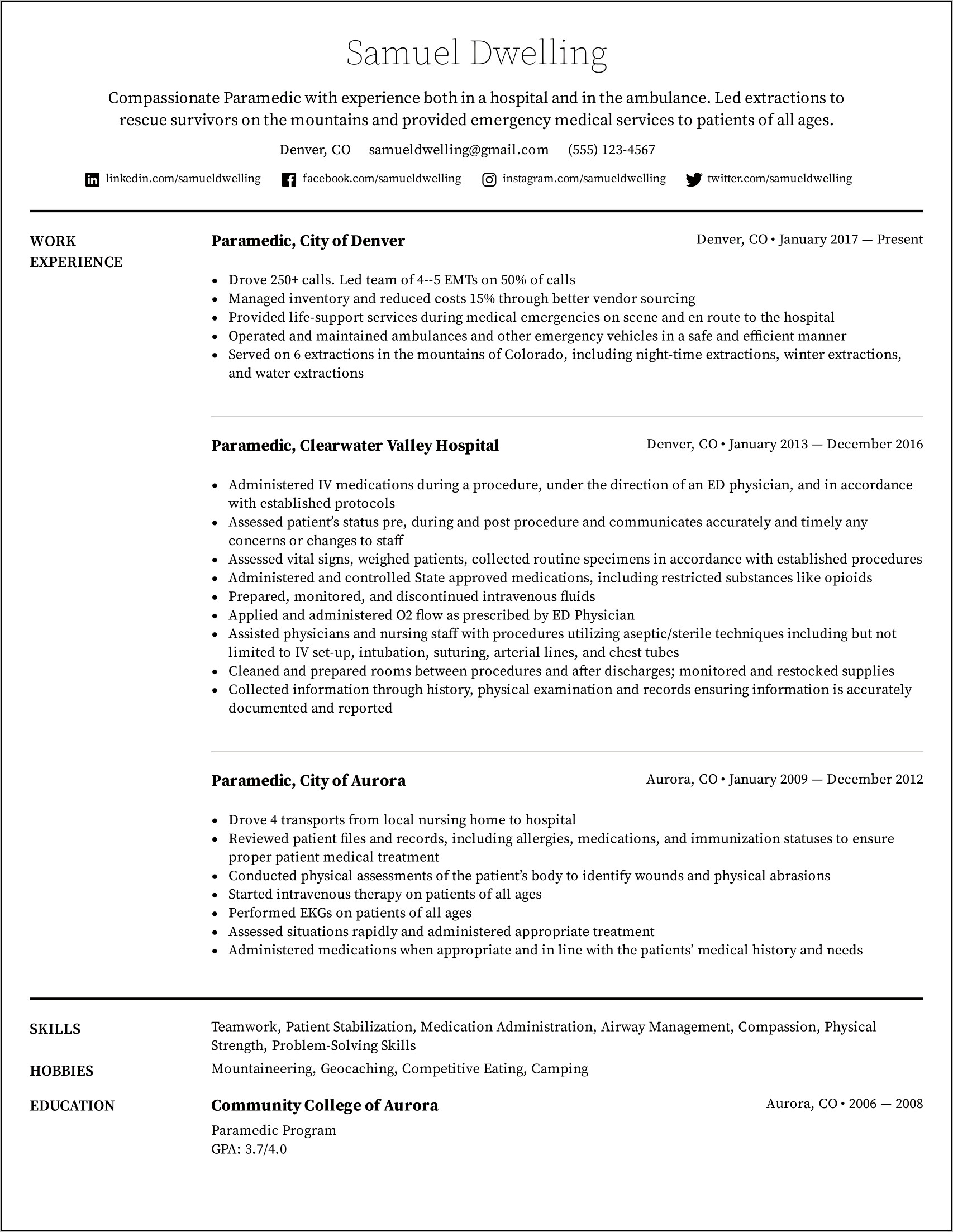 Resume Job Description For Hospital Transporter